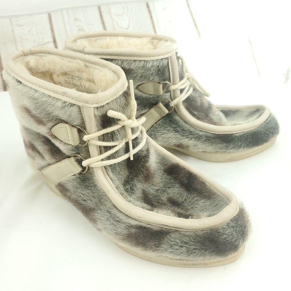 Dunham's Womens Eskipades Beige Faux Fur Lace Up Ankle Snow Boots Size 8